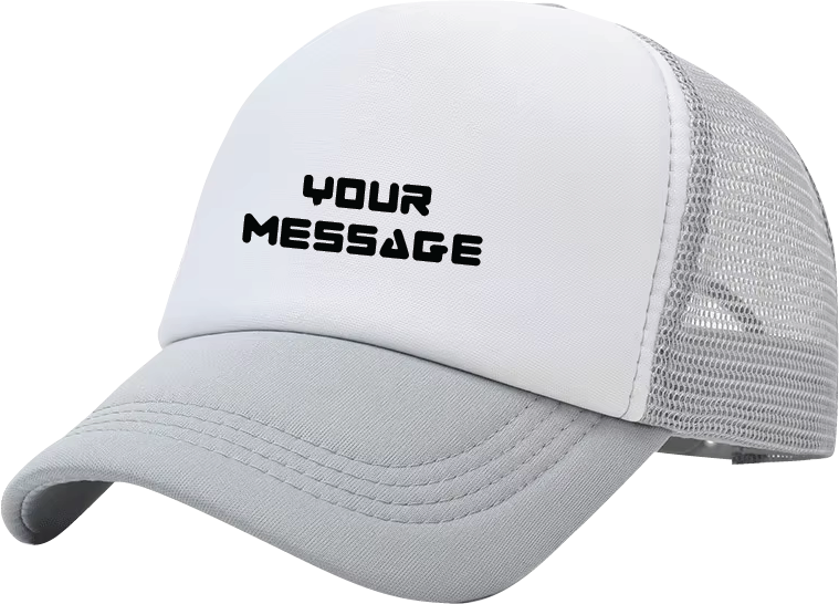 branded white gray tracker cap